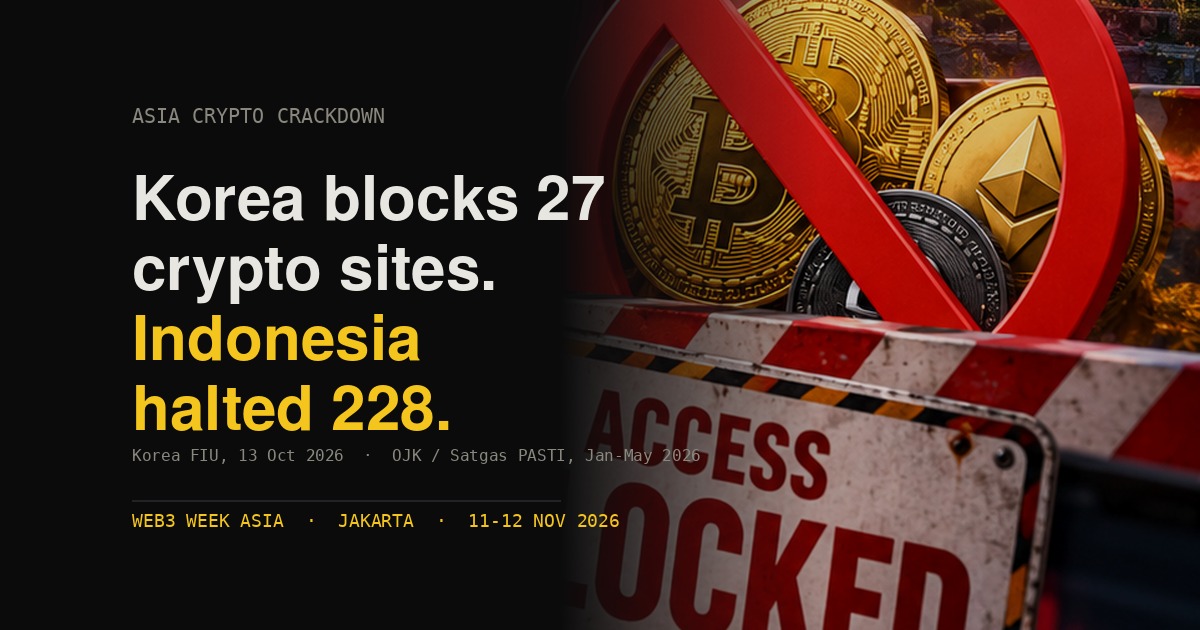 Korea Blocks 27 Crypto Sites, Indonesia Halted 228 | W3W